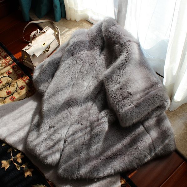 2019 winter women thick warm gray faux fur coats medium long loose plus size 3/4 sleeve fluffy fake fur outerwear w1878, Black
2019 winter women thick warm gray faux fur coats medium long loose plus size 3/4 sleeve fluffy fake fur outerwear w1878, Black