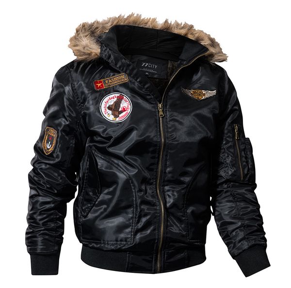 us airborne tactical bomber jackets men outdoor hooded fur collar pilot jacket winter warm army flight coats, Blue;black
us airborne tactical bomber jackets men outdoor hooded fur collar pilot jacket winter warm army flight coats, Blue;black