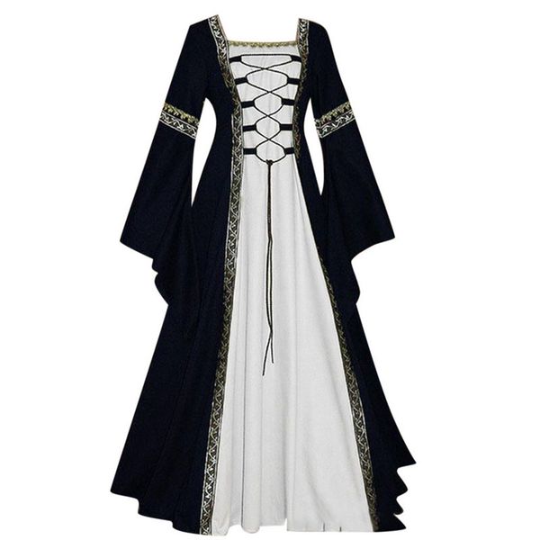 gothic medieval dress court long robe noble princess palace party cosplay carnival halloween costume for women retro vestidos, Black;gray 
gothic medieval dress court long robe noble princess palace party cosplay carnival halloween costume for women retro vestidos, Black;gray
