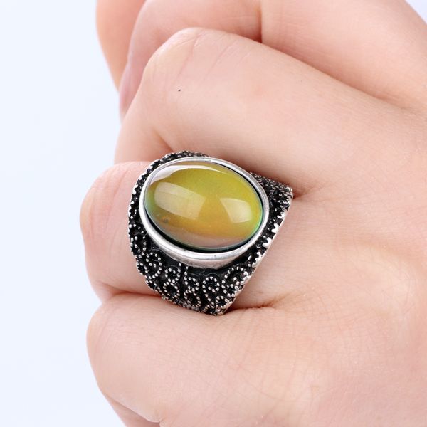new trendy womens gift engraved antique silver plated alloy ring 12 colors change oval stone rings, Golden;silver
new trendy womens gift engraved antique silver plated alloy ring 12 colors change oval stone rings, Golden;silver