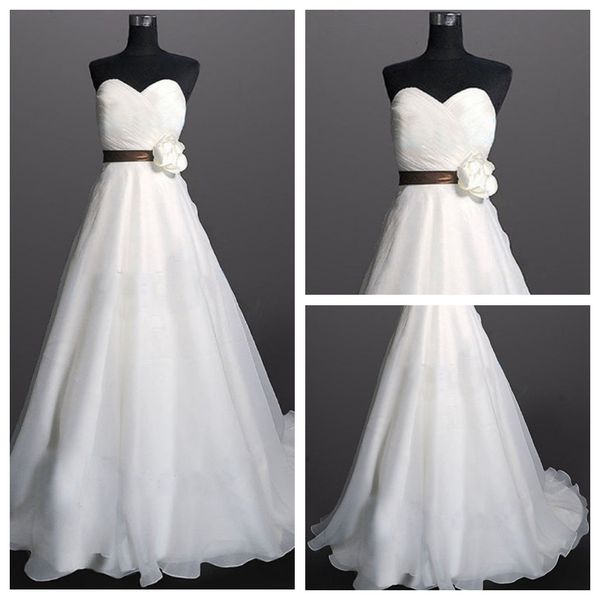 rustic sweetheart neckline a-line simple wedding dresses for sale sash bodice country wedding dresses sweep train wedding gowns, White
rustic sweetheart neckline a-line simple wedding dresses for sale sash bodice country wedding dresses sweep train wedding gowns, White
