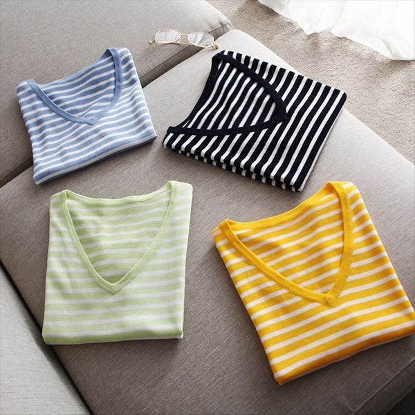 black and white striped t-shirt women's summer t-shirt thin knitted ice silk v-neck short-sleeved navy style short half-sleeve slim top
black and white striped t-shirt women's summer t-shirt thin knitted ice silk v-neck short-sleeved navy style short half-sleeve slim top