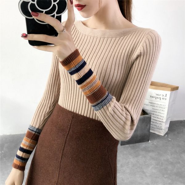 2019 autumn winter korean women knitting sweater long sleeve slim slash neck pullovers chompas para mujer sueter feminino, White;black
2019 autumn winter korean women knitting sweater long sleeve slim slash neck pullovers chompas para mujer sueter feminino, White;black
