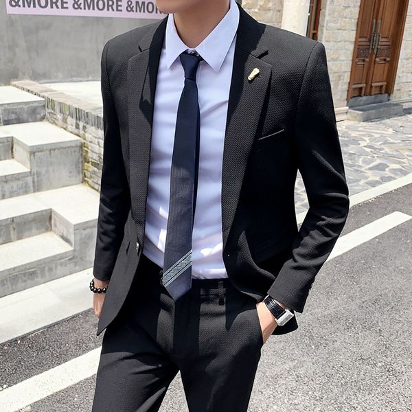 2020 new men suit two-piece blazer+pants solid male slim casual suits business office formal wedding suit sets, White;black
2020 new men suit two-piece blazer+pants solid male slim casual suits business office formal wedding suit sets, White;black