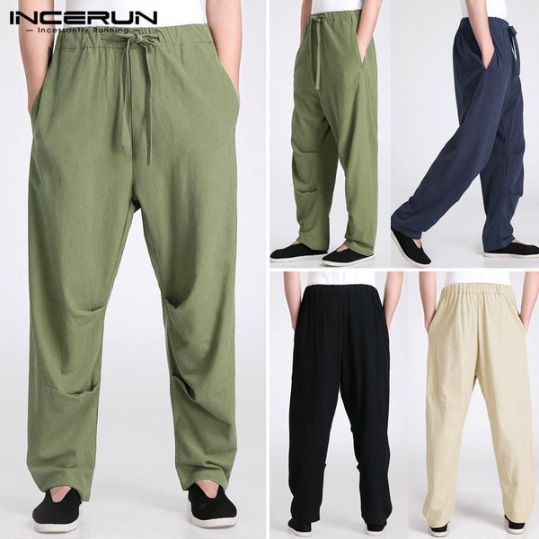 men straight pants casual solid color drawstring joggers man retro cotton long trouser casual linen elastic streetwear incerun, Black
men straight pants casual solid color drawstring joggers man retro cotton long trouser casual linen elastic streetwear incerun, Black