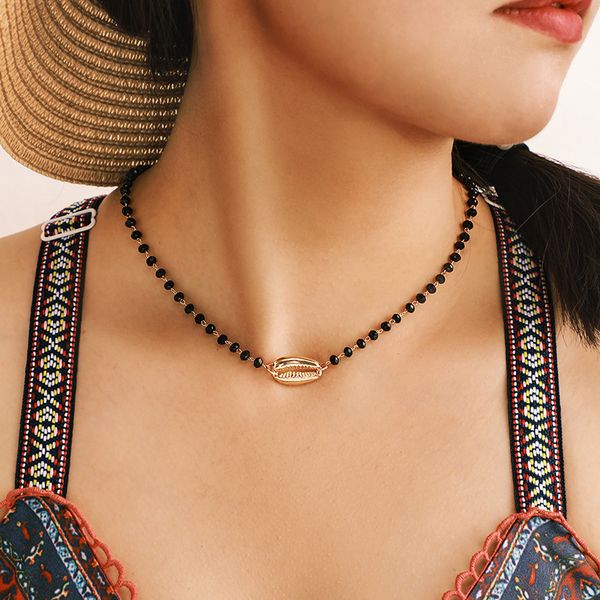 2019 new jewelry ornaments europen beach seashell bohemian creative black rice beads alloy sea shell choker necklace for women, Golden;silver
2019 new jewelry ornaments europen beach seashell bohemian creative black rice beads alloy sea shell choker necklace for women, Golden;silver