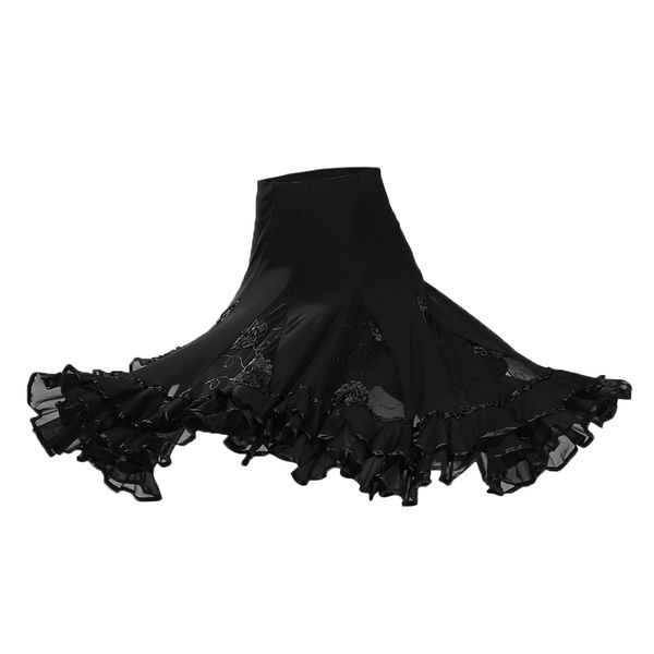 flamenco ballroom waltz dance big swing skirt sequined modern costume, Blue