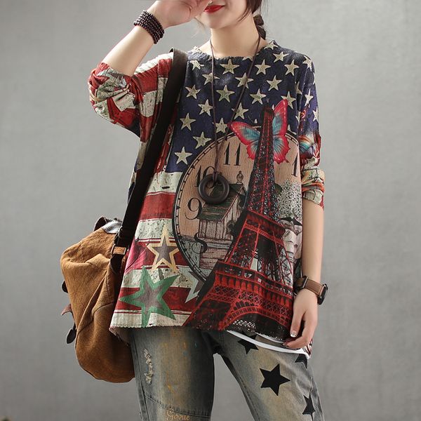 2019 autumn sweater women retro loose print pattern pullovers new ladies o-neck casual streetwear blended sweater, White;black
2019 autumn sweater women retro loose print pattern pullovers new ladies o-neck casual streetwear blended sweater, White;black