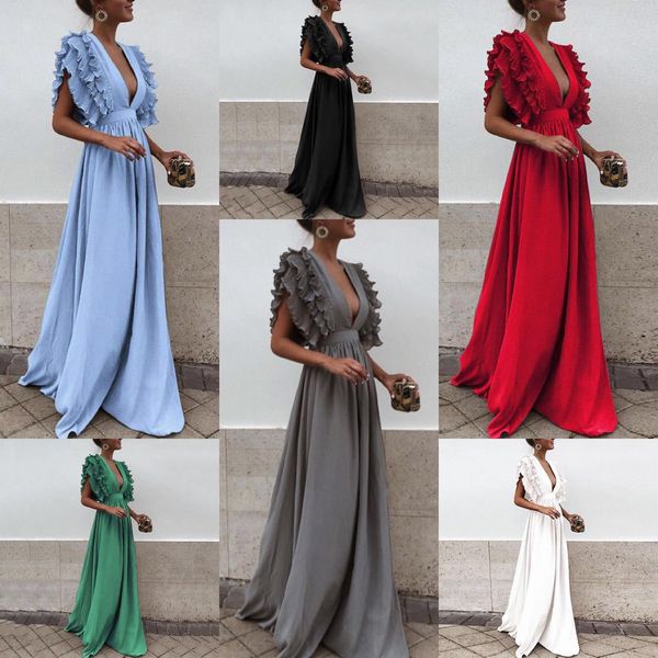 new european station women's flying sleeve v-neck open back solid color long dress sweet dress large size 3xl, Black;gray
new european station women's flying sleeve v-neck open back solid color long dress sweet dress large size 3xl, Black;gray