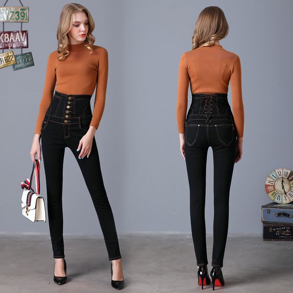 berylbella 2017 spring women high waist jeans black blue lace up slim casual long pencil pants female trousers over size s-6xl
berylbella 2017 spring women high waist jeans black blue lace up slim casual long pencil pants female trousers over size s-6xl