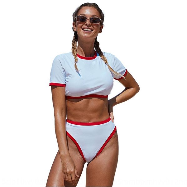 white contrast color trimming short t-shirt high waist two-piece swimsuit swimsuit 11746, White;black
white contrast color trimming short t-shirt high waist two-piece swimsuit swimsuit 11746, White;black