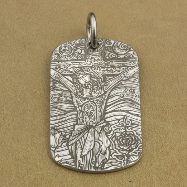 316l stainless steel laser engraved jesus crucifix cross mens pendant 9x037g jp, Silver
316l stainless steel laser engraved jesus crucifix cross mens pendant 9x037g jp, Silver