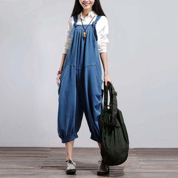 women overalls loose big size jeans loose casual denim pants harem hip hop trousers, Blue
women overalls loose big size jeans loose casual denim pants harem hip hop trousers, Blue