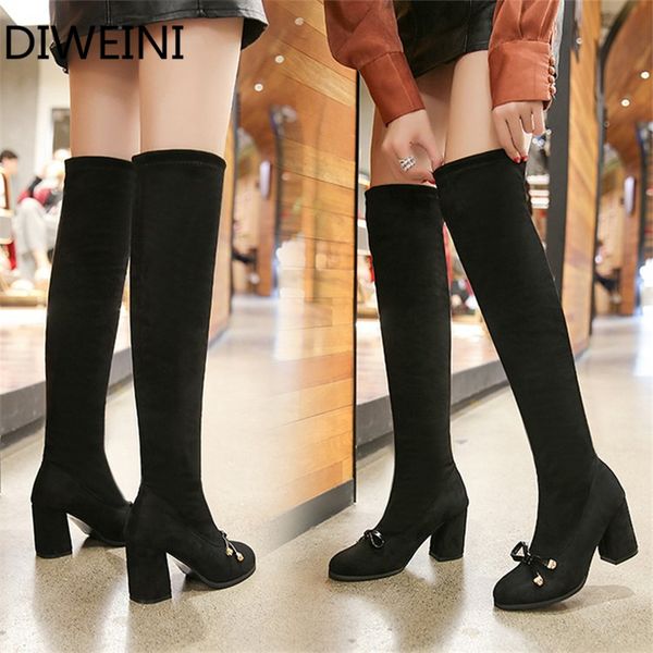 women's over-knee boots lace up elastic boots fashion warm autumn and winter new round toe block heel, Black
women's over-knee boots lace up elastic boots fashion warm autumn and winter new round toe block heel, Black