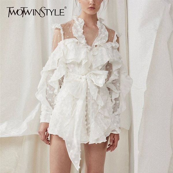 twotwinstyle summer lace up dot jumpsuit women long sleeve bow bandages perspective shorts women clothes 2019 fashion new, Black;white
twotwinstyle summer lace up dot jumpsuit women long sleeve bow bandages perspective shorts women clothes 2019 fashion new, Black;white