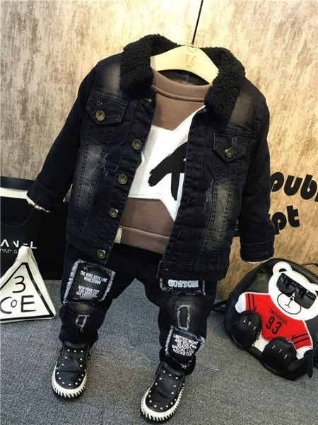 new children kids boys clothing sets autumn winter baby boys fur collar denim jacket + sweater + jeans 3pcs clothes set, White
new children kids boys clothing sets autumn winter baby boys fur collar denim jacket + sweater + jeans 3pcs clothes set, White