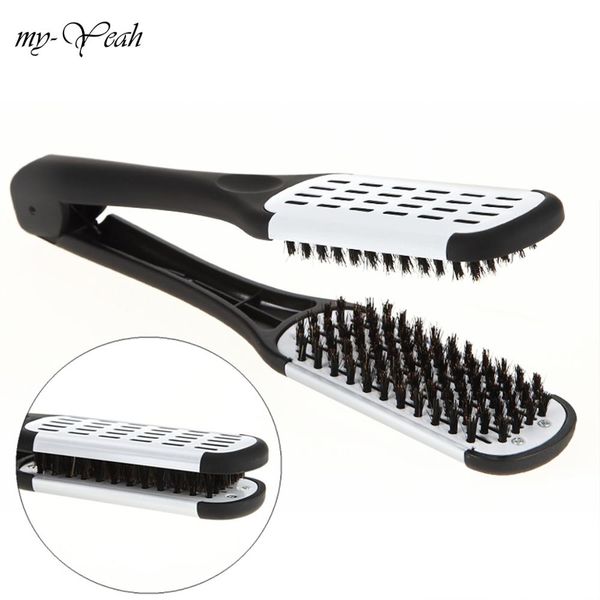 pro hairdressing straightener nylon hair straightening double brushes v shape comb clamp not hurt styling tools, Silver
pro hairdressing straightener nylon hair straightening double brushes v shape comb clamp not hurt styling tools, Silver