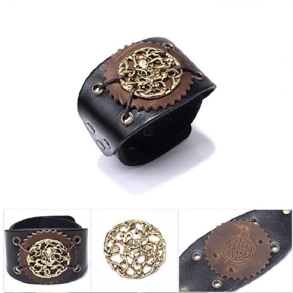 new wide leather bracelet men european and american retro totem real leather bracelet, Golden;silver
new wide leather bracelet men european and american retro totem real leather bracelet, Golden;silver