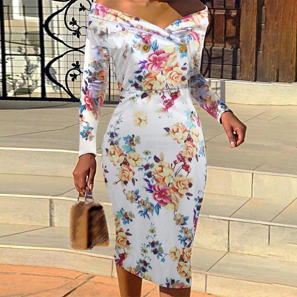 women's fashion hip dress autumn winter casual v-neck floral print off-shoulder cocktail ladies dress, Black;gray
women's fashion hip dress autumn winter casual v-neck floral print off-shoulder cocktail ladies dress, Black;gray