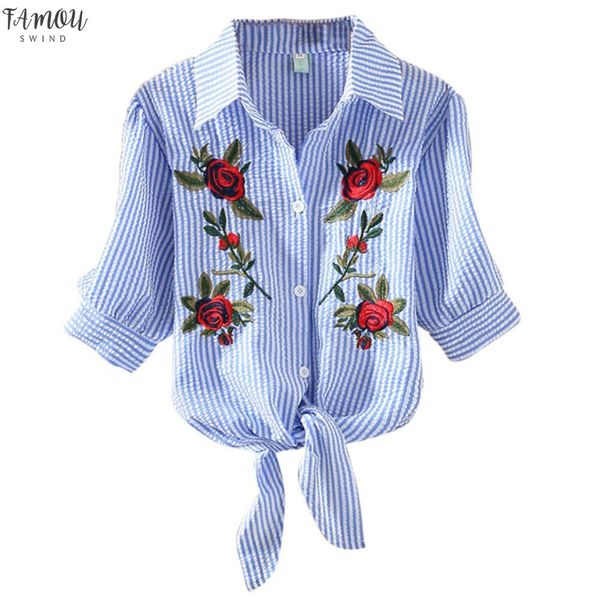 1 2 sleeve embroidery flower strip blusas 2020 femme blouse shirt lace up summer turn down collar shirts clothes, White
1 2 sleeve embroidery flower strip blusas 2020 femme blouse shirt lace up summer turn down collar shirts clothes, White