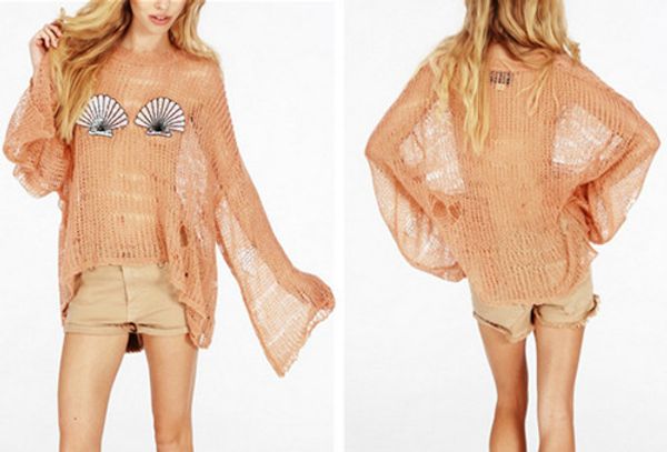 2014 women's hole sweater sequin shell bra pattern in front mermaid irregular hem loose knitted crochet sweater, White;black
2014 women's hole sweater sequin shell bra pattern in front mermaid irregular hem loose knitted crochet sweater, White;black