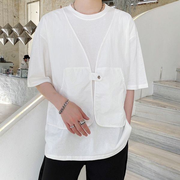 men's t-shirts ewq / wear 2021 summer round collar patchwork fake two pieces t-shirt for male half sleeve loose tee 9y2960, White;black
men's t-shirts ewq / wear 2021 summer round collar patchwork fake two pieces t-shirt for male half sleeve loose tee 9y2960, White;black