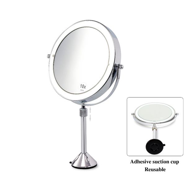 

touch screen led lighted double 8 inch 2 sided 3x 5x10x magnifying makeup vanity mirror suction cups make mirror