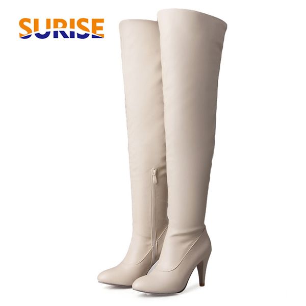 winter women over knee boots 8cm thin spike high heel white club pu leather pointed toe zipper riding long thigh high lady boots, Black
winter women over knee boots 8cm thin spike high heel white club pu leather pointed toe zipper riding long thigh high lady boots, Black