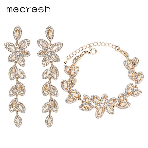 mecresh champagne color crystal jewelry sets leaves earrings bracelets for women bridal jewelry sets sl046+eh282, Silver
mecresh champagne color crystal jewelry sets leaves earrings bracelets for women bridal jewelry sets sl046+eh282, Silver
