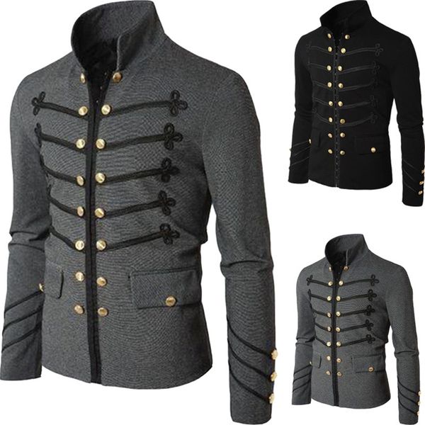 retro men parade jacket gothic army coat steampunk tunic rock frock uniform male vintage punk outwear cosplay costume, Black;brown
retro men parade jacket gothic army coat steampunk tunic rock frock uniform male vintage punk outwear cosplay costume, Black;brown