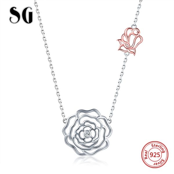 sg 925 sterling silver rose flower necklace with cutout fashion pendant necklace wedding jewelry for women girls female
sg 925 sterling silver rose flower necklace with cutout fashion pendant necklace wedding jewelry for women girls female