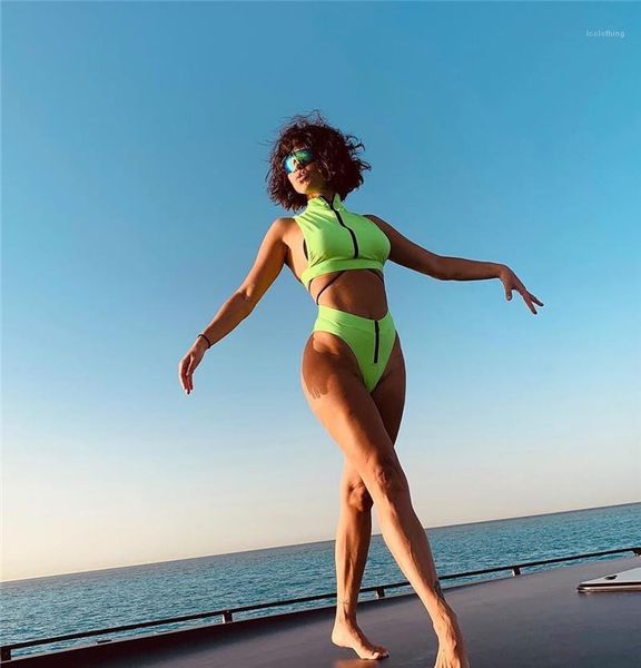 swimsuits fluorescense zipper neck sleeveless two piece swimwear new style womens bikini 2020 summer women, White;black
swimsuits fluorescense zipper neck sleeveless two piece swimwear new style womens bikini 2020 summer women, White;black