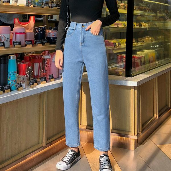 women pants high waist straight jeans solid colorslim women ankle-length pants autumn winter new, Blue
women pants high waist straight jeans solid colorslim women ankle-length pants autumn winter new, Blue