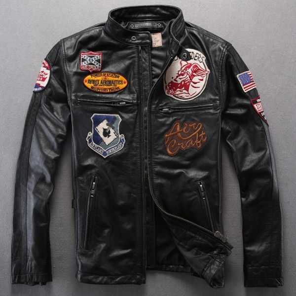 men's avirex genuine leather black sheepskin flight with badge yellow real skin slim fashion wind jacket men
men's avirex genuine leather black sheepskin flight with badge yellow real skin slim fashion wind jacket men