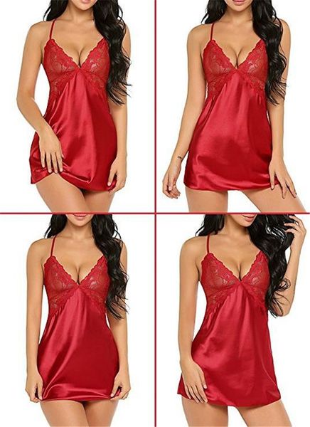 womens lace dresses spaghetti strap sleepwearcross pyjamas backless dresses donna deep v hang neck underwear, Black;white
womens lace dresses spaghetti strap sleepwearcross pyjamas backless dresses donna deep v hang neck underwear, Black;white