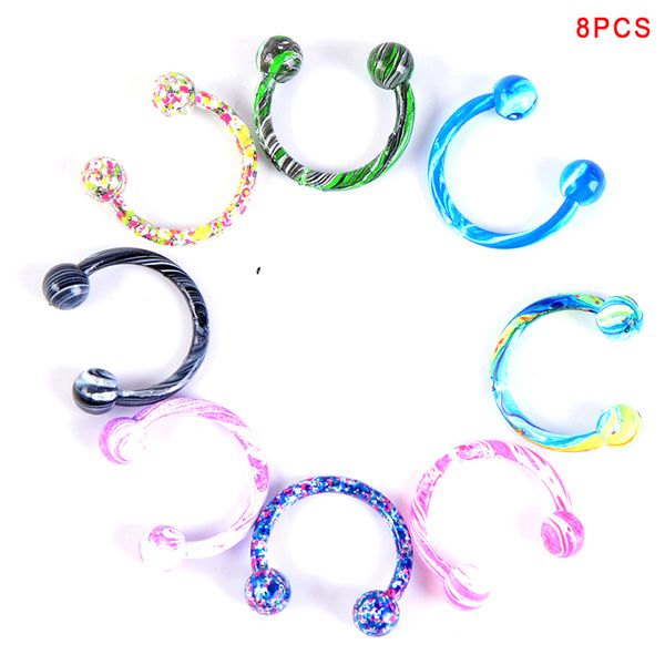 8pcs/set special design steel ball horse shoe bar circular ring nose ring body piercing jewelry, Slivery;golden
8pcs/set special design steel ball horse shoe bar circular ring nose ring body piercing jewelry, Slivery;golden