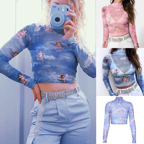 женская сетка sheer see through sexy длинным рукавом футболка crop top блузка tee, White
женская сетка sheer see through sexy длинным рукавом футболка crop top блузка tee, White