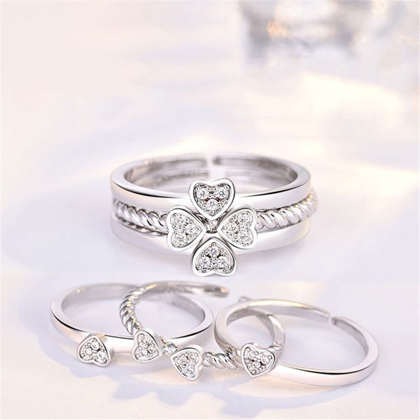 3 шт / set ring креативный четыре листа клевера кольцо для женщин split three-in-one combination открытие регулируемый размер оптовой, Golden;silver
3 шт / set ring креативный четыре листа клевера кольцо для женщин split three-in-one combination открытие регулируемый размер оптовой, Golden;silver
