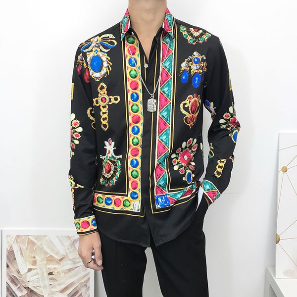 seestern brand new men's shirt printed with multicolored gemstone cross fashion blouse leisure long sleeve business street trend, White;black
seestern brand new men's shirt printed with multicolored gemstone cross fashion blouse leisure long sleeve business street trend, White;black