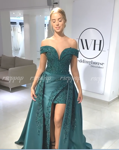 long evening dresses 2019 asymmertrical cap sleeve v-neck pearls new arrival women formal emerald green party gowns, White;black
long evening dresses 2019 asymmertrical cap sleeve v-neck pearls new arrival women formal emerald green party gowns, White;black