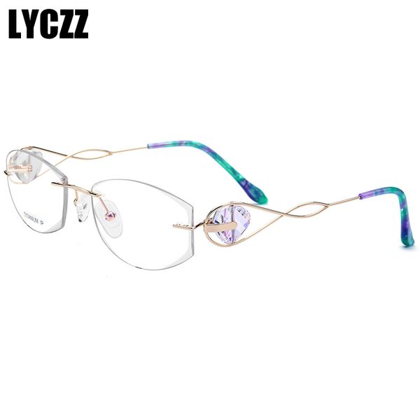 lyczz ladies ultra light pure titanium rimless business spectacle frames women crystal cutting edges optical glasses frames, Black
lyczz ladies ultra light pure titanium rimless business spectacle frames women crystal cutting edges optical glasses frames, Black