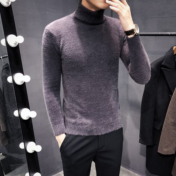 2018 winter clothing british thick solid color velvet boutique high collar slim sweater sweater men's shirt, White;black
2018 winter clothing british thick solid color velvet boutique high collar slim sweater sweater men's shirt, White;black