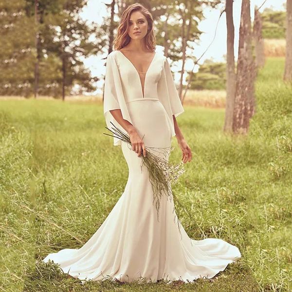 dlass batwing sleeve wedding dress ivory trumpet mermaid wedding dress bride dress belt chapel train 3/4 sleeve weeding gowns, White
dlass batwing sleeve wedding dress ivory trumpet mermaid wedding dress bride dress belt chapel train 3/4 sleeve weeding gowns, White