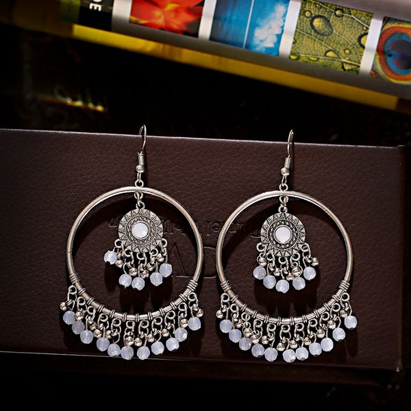 classic sliver big round circle earrings women jhumka vintage ethnic white bead tassel statement earring ladies orecchini, Silver
classic sliver big round circle earrings women jhumka vintage ethnic white bead tassel statement earring ladies orecchini, Silver