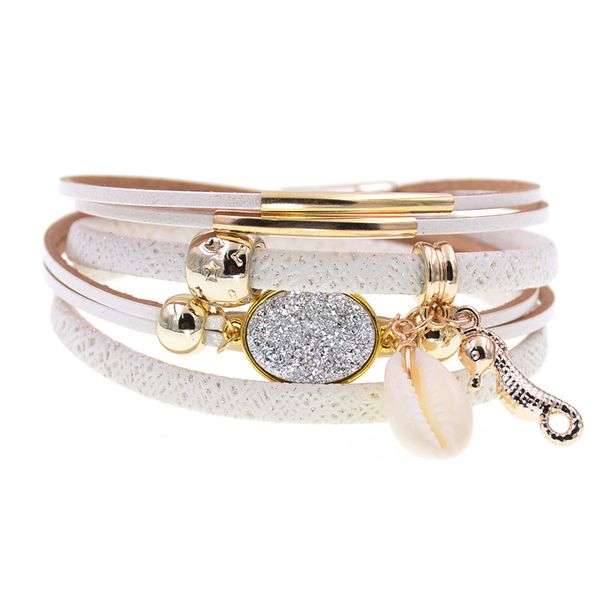 charm bracelets women bohemia leather trendy shell wrap for jewelry magnetic clasp, Golden;silver
charm bracelets women bohemia leather trendy shell wrap for jewelry magnetic clasp, Golden;silver