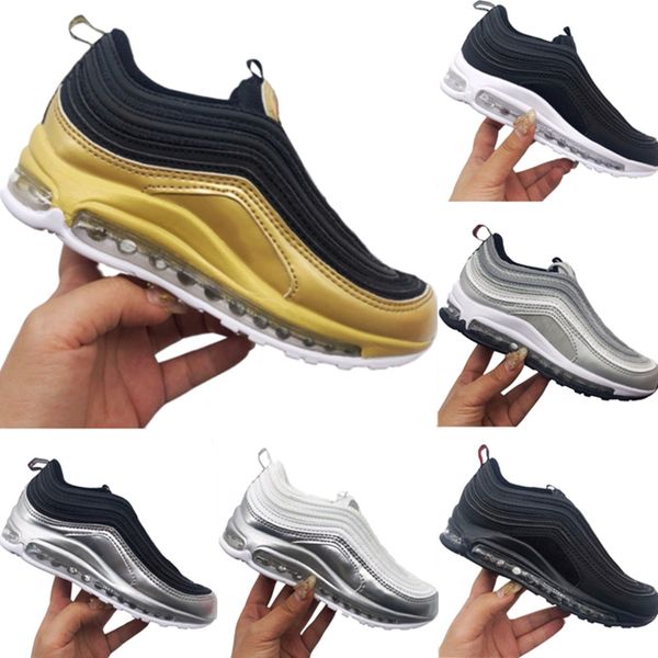 

2019 Kids 97s Leather and Fabric Breathable Running Shoes 97 OG TPU Built in Air Kids Outdoors Cushioning Athletic Shoes