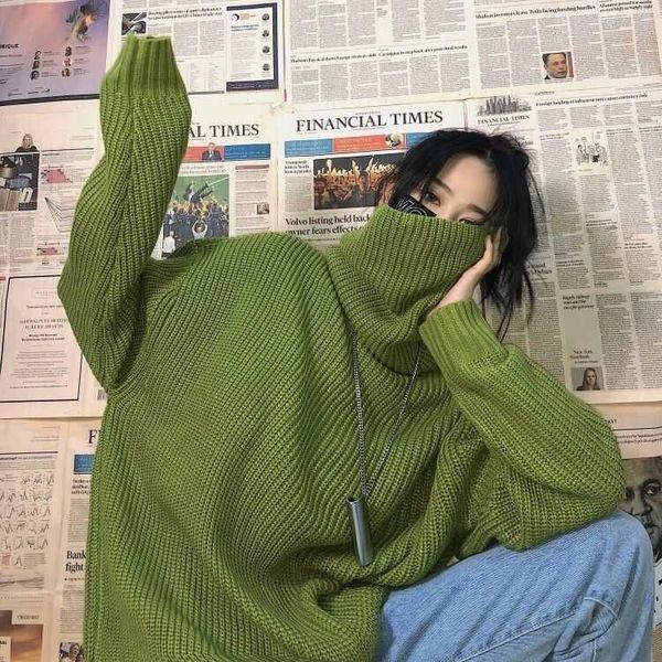 heydress 2020 winter harajuku women solid turleneck casual sweater female loose korean knitting sweaters lady green pollover, White;black
heydress 2020 winter harajuku women solid turleneck casual sweater female loose korean knitting sweaters lady green pollover, White;black