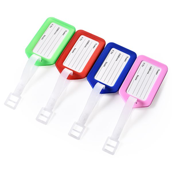 luggage id tags with transparent straps travel accessories candy color plastic baggage label suitcase name address tags card, Black
luggage id tags with transparent straps travel accessories candy color plastic baggage label suitcase name address tags card, Black