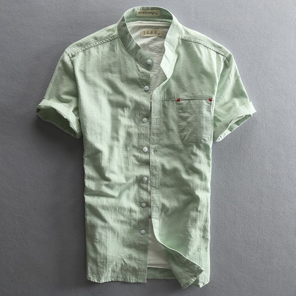 men's casual shirts 2021 stand collar linen shirt men spring summer slim fit breathable thin short sleeve solid, White;black
men's casual shirts 2021 stand collar linen shirt men spring summer slim fit breathable thin short sleeve solid, White;black