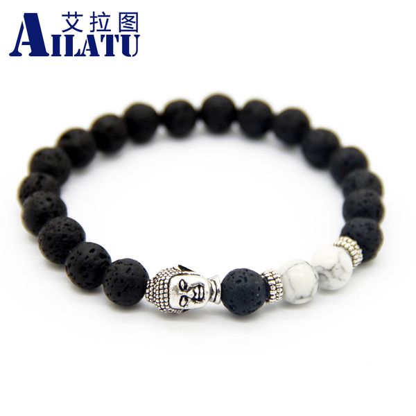 ailatu men's beade buddha head yoga bracelets fashion jewelry with natural white howlite & lava stone beads, Golden;silver
ailatu men's beade buddha head yoga bracelets fashion jewelry with natural white howlite & lava stone beads, Golden;silver